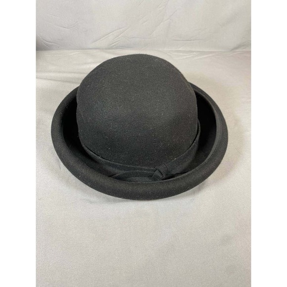Michael Howard Miss Bierner Bowler Hat Womens 7 Black Wool Vintage Felt USA main image 9